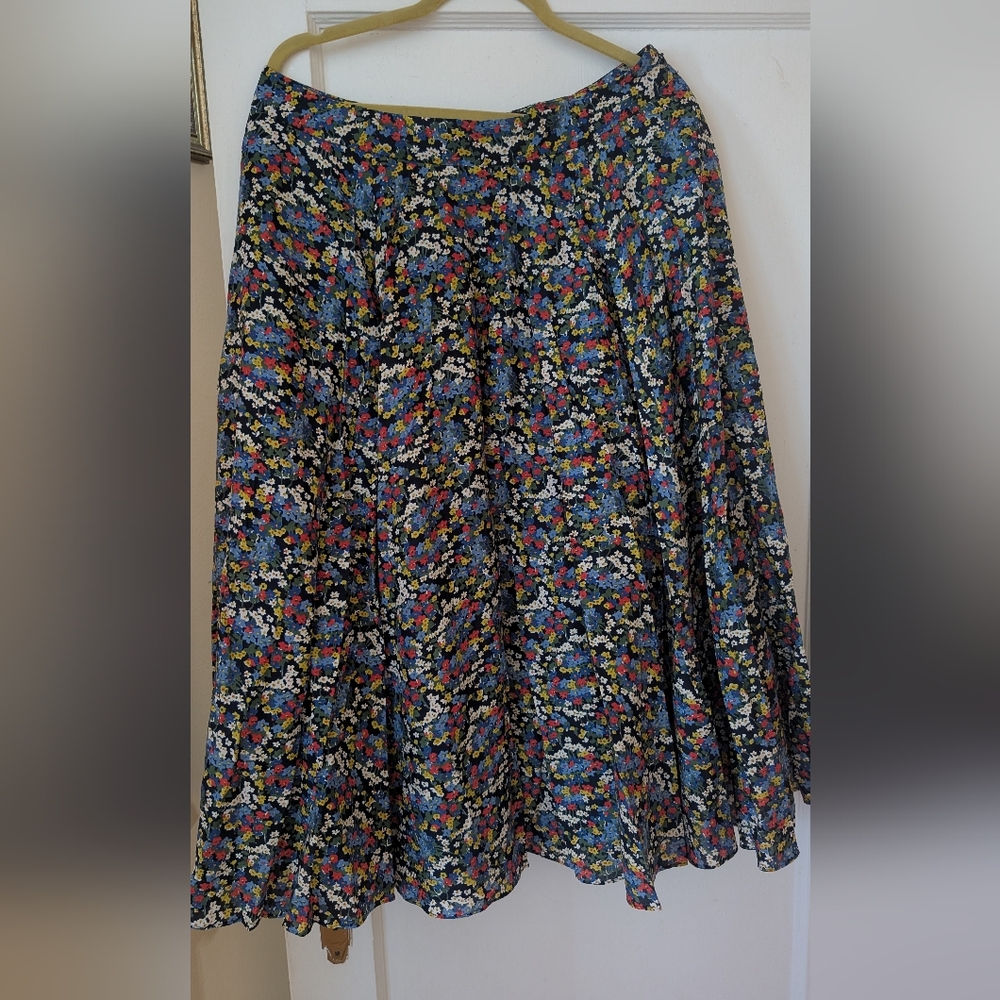 Boden Floral A-Line Midi Skirt